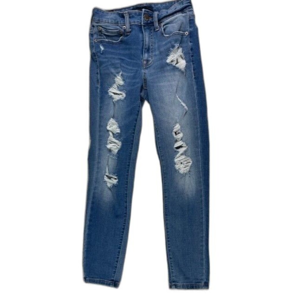 Aeropostale Size 0 Short Womens Jeans Jegging Distress Skinny Stretch Med Wash
